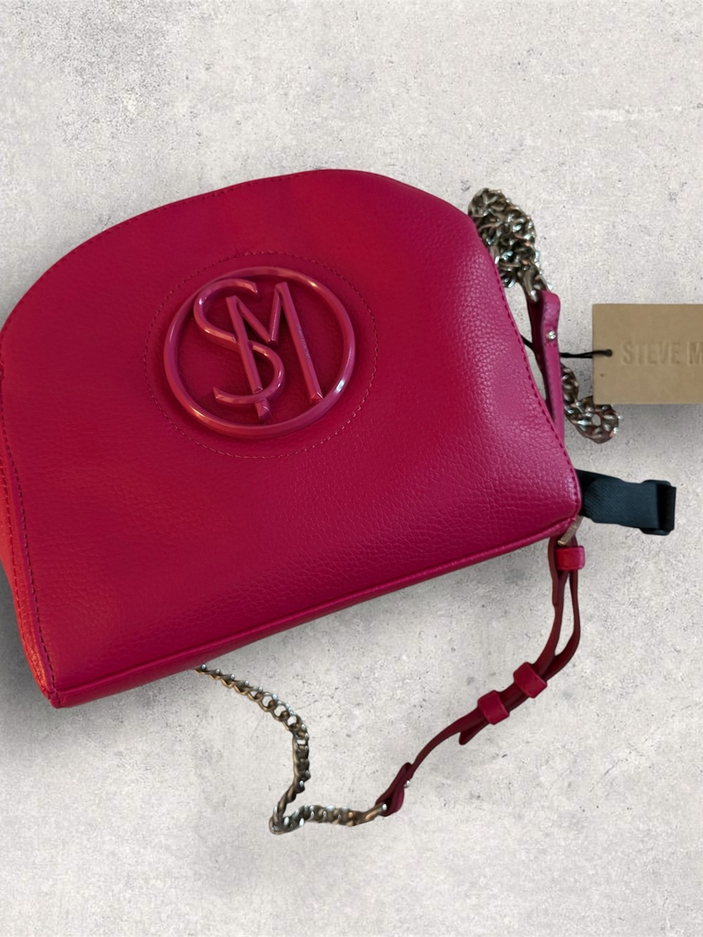 Steve Madden Hot Pink Leather Crossbody with Chain Strap. BMora